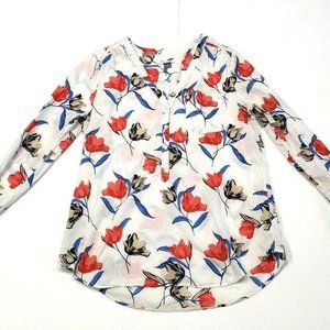 Donated - Old Navy White Blue Red Floral Tunic Size Large Ha